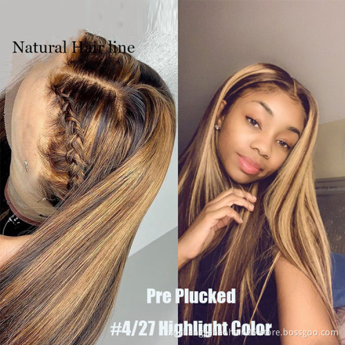 Vendor Wholesale trantsparent lace Highlight Wig Ombre Hair Wig highlighted lace front human wigs